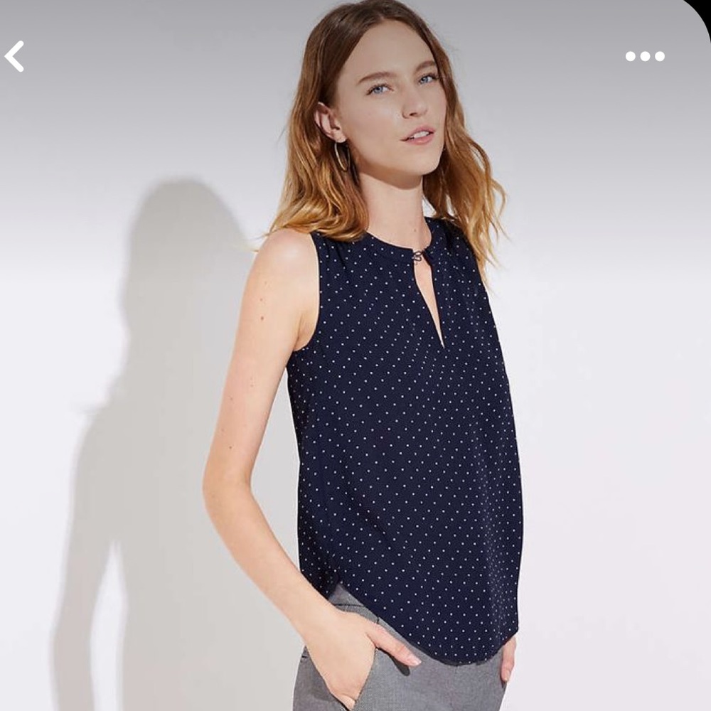 Loft navy and white blouse